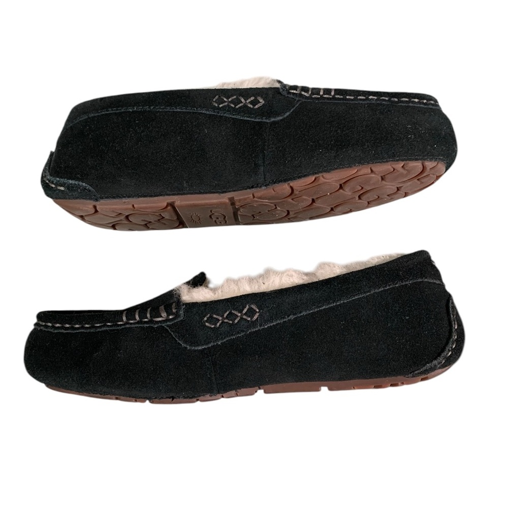 UGG Ansley Black Loafers Slip-Ons with Cozy Sheepskin Lining - Picture 9 of 12